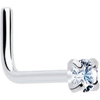 20G 1/4 Clear 2mm CZ Gem L Shaped Nose Ring