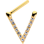 16G 5/16 Clear CZ Gem Gold Tone Sleek Triangle Septum Clicker