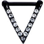 16G 5/16 Clear CZ Gem Black Sleek Triangle Septum Clicker