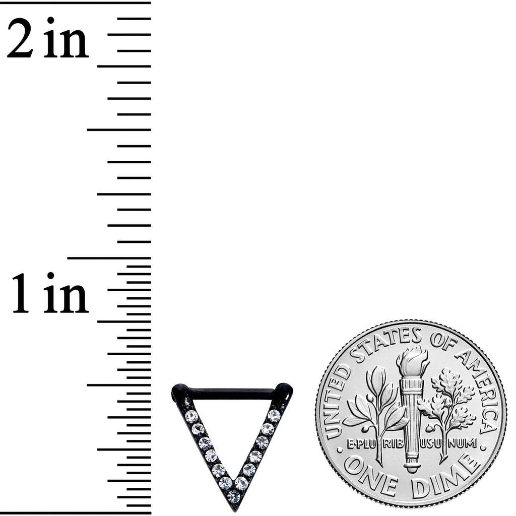 16G 5/16 Clear CZ Gem Black Sleek Triangle Septum Clicker
