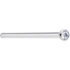 18G 3/4 Clear CZ Gem Grade 23 Titanium Fishtail Nose Ring 2mm