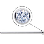 18G 3/4 Clear CZ Gem Grade 23 Titanium Fishtail Nose Ring 2mm