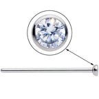 18G 3/4 Clear CZ Gem Grade 23 Titanium Fishtail Nose Ring 3mm