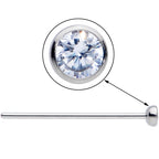 20G 3/4 Clear CZ Gem Grade 23 Titanium Fishtail Nose Ring 3mm
