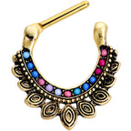 16G 5/16 Gold Tone Rainbow Crest Septum Clicker