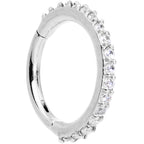 16G 5/16 Clear CZ Gem Stainless Steel Hinged Segment Ring