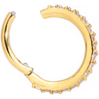 16G 5/16 Clear CZ Gem Gold Tone Hinged Segment Ring