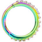 16G 5/16 Clear CZ Gem Rainbow Hinged Segment Ring