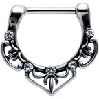16G 5/16 Clear Gem Graceful Bows Septum Clicker