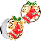 Clear Gem Holiday Bells Christmas Double Flare Plug Set