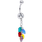 Clear Gem Gold Tone Holiday Deco Christmas Dangle Belly Ring Set of 3