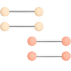 14G 9/16 Cream Peach Matte Barbell Nipple Ring Set of 4