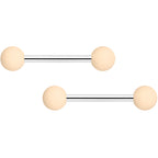14G 9/16 Cream Peach Matte Barbell Nipple Ring Set of 4