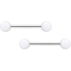 14G 9/16 Tan White Matte Barbell Nipple Ring Set of 4