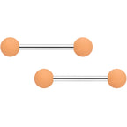 14G 9/16 Tan White Matte Barbell Nipple Ring Set of 4