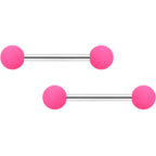 14G 9/16 Hot Pink Grey Matte Barbell Nipple Ring Set of 4