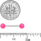 14G 9/16 Hot Pink Grey Matte Barbell Nipple Ring Set of 4