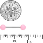 14G 9/16 Petal Pink Matte Barbell Nipple Ring Set
