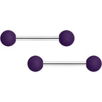 14G 9/16 Dark Purple Matte Barbell Nipple Ring Set