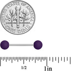 14G 9/16 Dark Purple Matte Barbell Nipple Ring Set