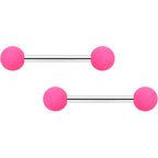 14G 9/16 Hot Pink Matte Barbell Nipple Ring Set