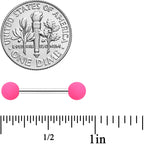 14G 9/16 Hot Pink Matte Barbell Nipple Ring Set