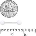 14G 9/16 White Matte Barbell Nipple Ring Set
