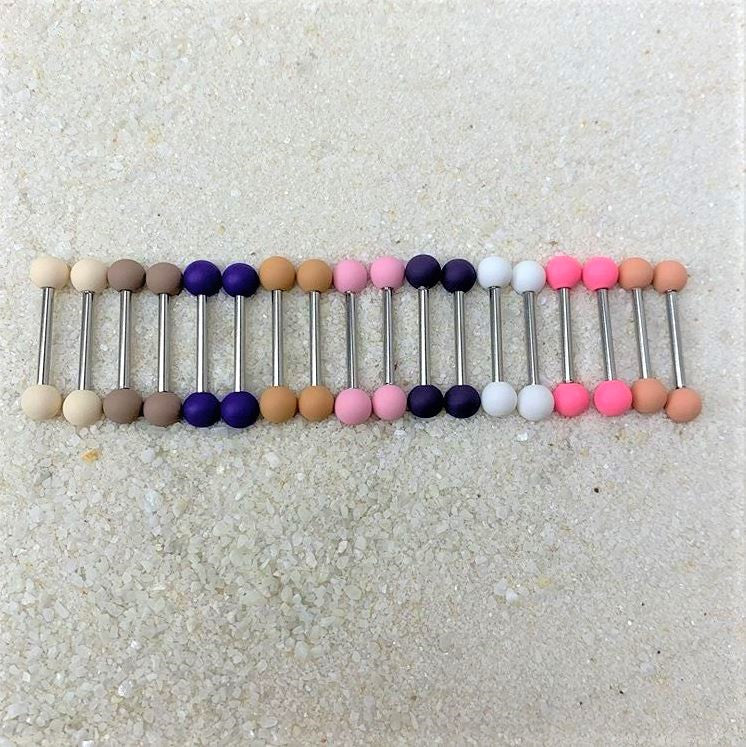14G 9/16 Tan Matte Barbell Nipple Ring Set