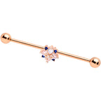 14G Clear CZ Gem Rose Gold Tone Bow Star Industrial Barbell 38mm