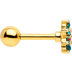 16G 1/4 Green Red Gem Gold Tone Flower Christmas Cartilage Tragus