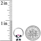 16G 3/8 Black White Precious Panda Hinged Segment Ring