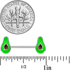 14G 9/16 Groovy Green Avocado Barbell Nipple Ring Set
