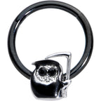 16G 3/8 Black Gem Grim Reaper Halloween Hinged Segment Ring