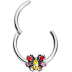 16G 3/8 Red Pink Gem Art Deco Butterfly Hinged Segment Ring