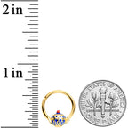 16G 3/8 Gold Tone Blue Teapot Hinged Segment Ring