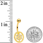 Clear Gem Gold Tone Floral Finery Flower Belly Ring