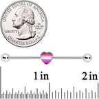 14G Pink Red Lesbian Pride Heart Industrial Barbell 38mm