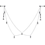 14G 9/16 Black Gem Spider Cross Halloween Dangle Nipple Chain