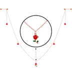 14G 9/16 Gold Tone Red Flower Valentine Dangle Nipple Chain