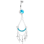 Aqua Gem Double Drama Chandelier Dangle Belly Ring