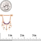 14G 9/16 Purple Gem Rose Gold Tone Drama Dangle Nipple Ring Set