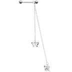 14G 9/16 Clear Gem Butterfly Dangle Nipple Chain