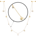 14G 9/16 Clear Gem Gold Tone Butterfly Dangle Nipple Chain