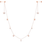 14G 9/16 Clear Gem Rose Gold Tone Butterfly Dangle Nipple Chain