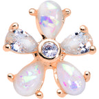 16G 1/4 White Faux Opal Rose Gold Tone Flower Cartilage Tragus