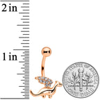 Clear Gem Rose Gold Tone Darling Dragon Belly Ring