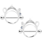 14G 5/8 Clear Gem Teapot Nipple Shield Set