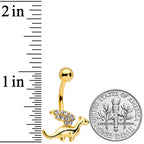 Clear Gem Gold Tone Darling Dragon Belly Ring