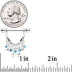14G 5/8 Aqua Gem Moons Dangle Nipple Ring Set