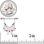 14G 5/8 Pink Gem Moons Dangle Nipple Ring Set